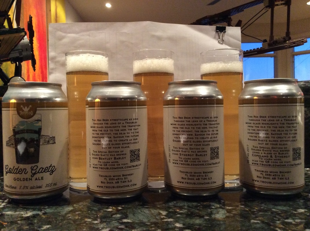 The editions of Troubled Monk Brewery Golden Gaetz, brewed with Bentley, Synergy and Copeland and Synergy varieties of barley reviewed by Beers to You, The Don of Beer